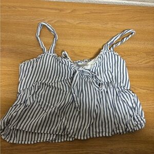Vintage American Eagle Striped Blue and White Tie-Front Cami Top